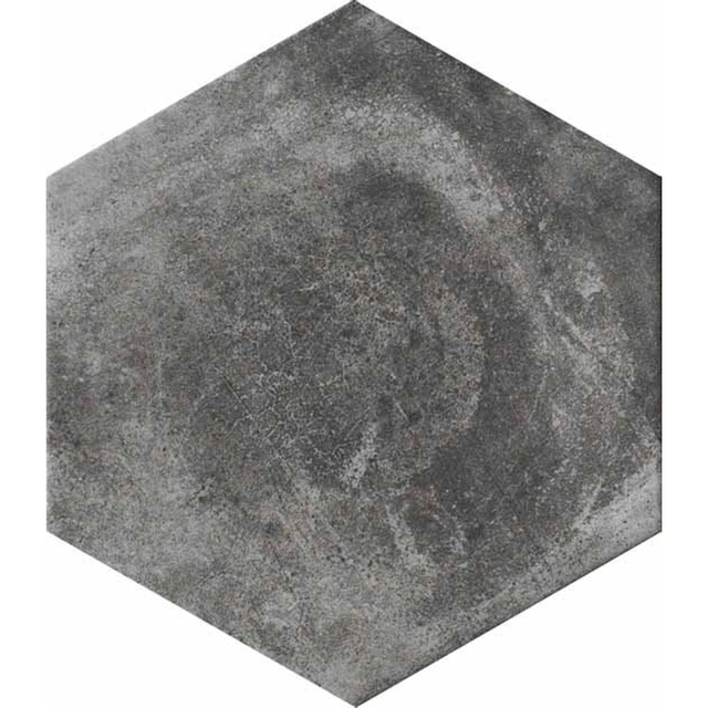 Cir Miami Vloer- en wandtegel hexagon 24x28cm 10mm R10 porcellanato Pitch Black 1513585