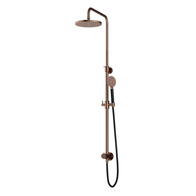 Hotbath Cobber M438 regendoucheset met omstel en 150cm doucheslang met 20cm ronde hoofddouche ronde handdouche koper geborsteld PVD M438BCP1