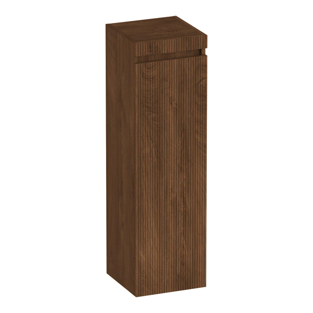 Brauer Joy Wavy Hoge kast - 120x35x35cm - 1 deur - linksdraaiend - greeploos - Forest Cacao HK-JYW120LFC