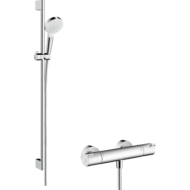 Hansgrohe Crometta opbouw douchesysteem Vario met 1001 CL thermostaat en glijstang 90 cm wit/chroom 27813400