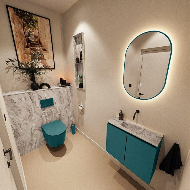 MONDIAZ TURE-DLUX 60cm toiletmeubel Smag. EDEN wastafel Glace positie midden. Zonder kraangat. TUREDX60SMAM0GLA