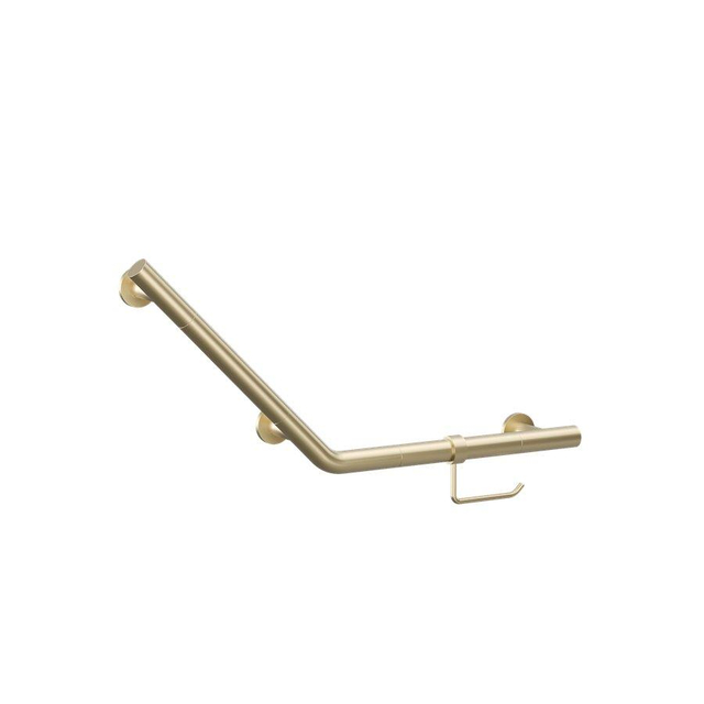 Crosswater Handgreep met WC-rolhouder - schuin - 71.9x33.2cm - geborsteld messing (goud) GBA7232F