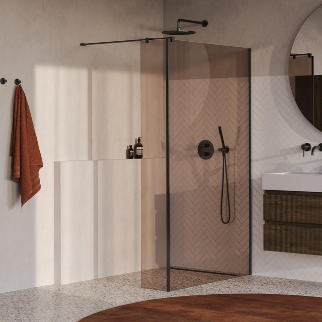 Brauer Oblivion Inloopdouche - 120x200cm - 30 cm zijwand - glascoating - brons glas - geborsteld gunmetal PVD GS-OBI2B12030200GM