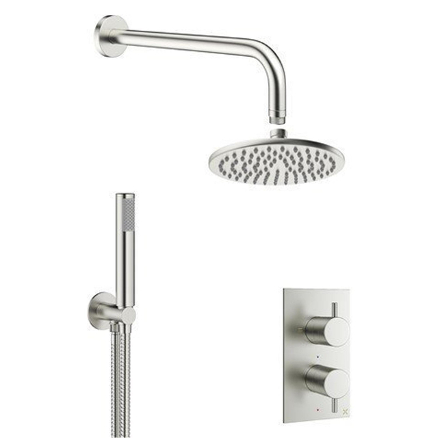 Crosswater MPRO Regendoucheset Inbouw - hoofddouche 20cm - 2 functies - 2 knoppen - wandarm 33cm - staafhanddouche 1 stand - chroom GTLPRO1510C