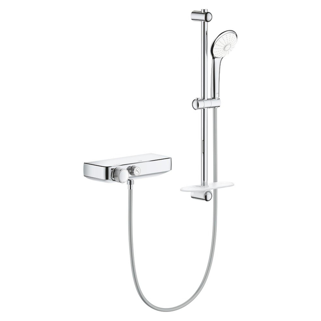 Grohe Grohtherm Smartcontrol Doucheset - thermostatische douchekraan - met glijstangset - 60cm - ronde handdouche - 3 straalsoorten - gladde doucheslang - met zeepschaal - chroom 34720000
