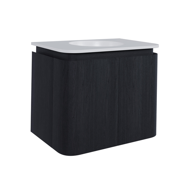 Thebalux Epoch Toiletmeubel - 51x35x41cm - ronde hoeken - 2 deuren - Corian wastafel - zonder kraangat - Chocolate 9TT50132C