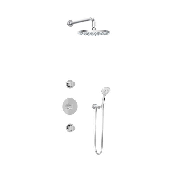 Hotbath Buddy IBS1 Regendoucheset - 2 stopkranen - 35cm wandarm - 30cm ronde hoofddouche - 3 standen handdouche - chroom IBS1CR15