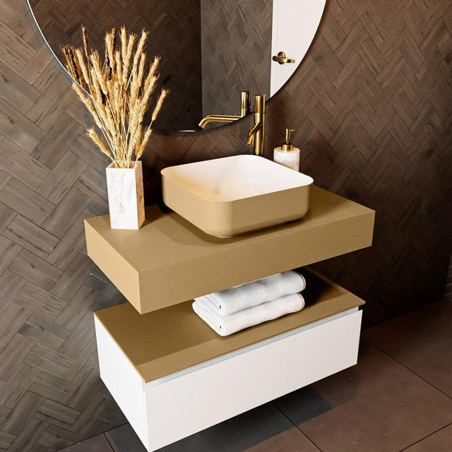 Mondiaz TOP 23 Vrijhangend Topblad - 80x23.5x12cm - geschikt voor waskom - Solid surface - Oro T23XM49848Oro