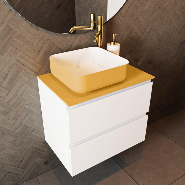 Mondiaz TOP 23 Topblad - 50x23.5x0.9cm - geschikt voor afdekplaat - Solid surface - Ocher TOP23-50X0.9OCH