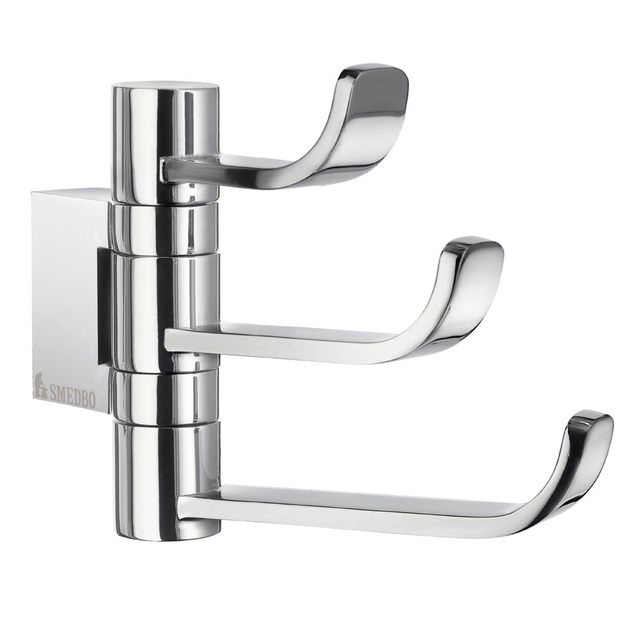 Smedbo Ice Handdoekhaak - 3 haken - draaibaar - chroom OK327