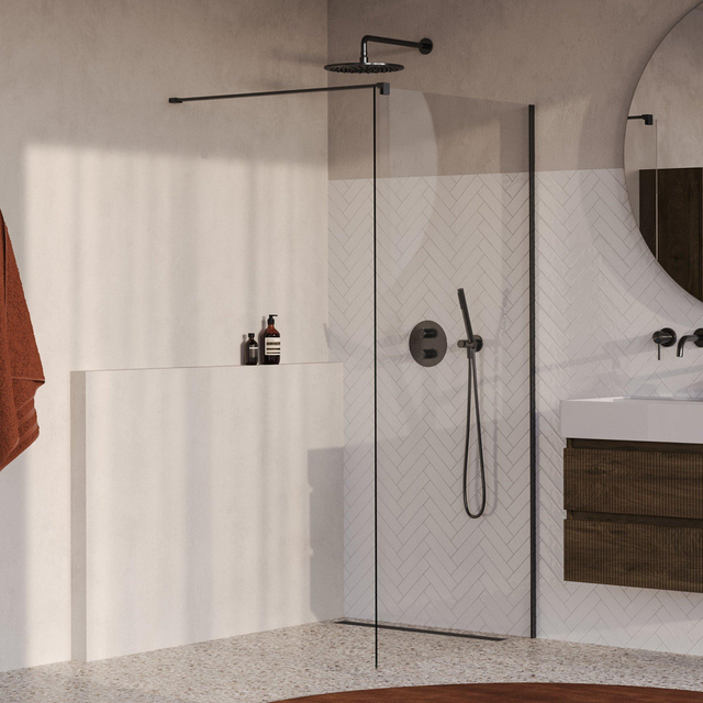 Brauer Oblivion Inloopdouche - 90x200cm - glascoating - helder glas - geborsteld gunmetal PVD GS-OBI1H90200GM