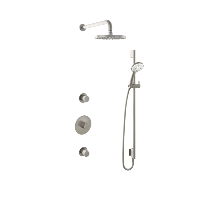 Hotbath Buddy IBS Regendoucheset - 35cm wandarm - 20cm ronde hoofddouche - 3 standen handdouche - glijstang - geborsteld nikkel IBS1GN17