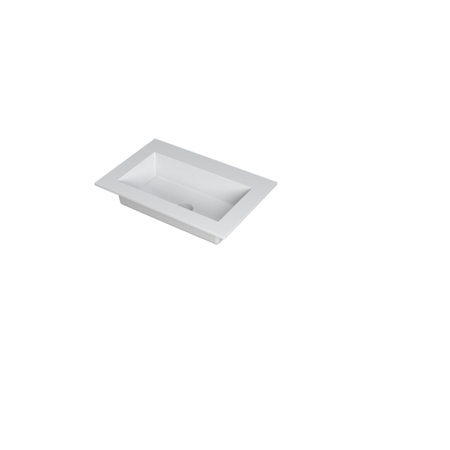 INK® Kraft wastafel polystone enkele bak zonder kraangat 70x45x1cm, mat wit