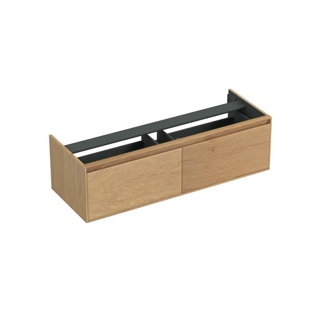 Forzalaqua Reno 2.0 wastafelonderkast 140x51x40cm met 2 softclose greeploze lades Massief Eiken Smoke 8071935