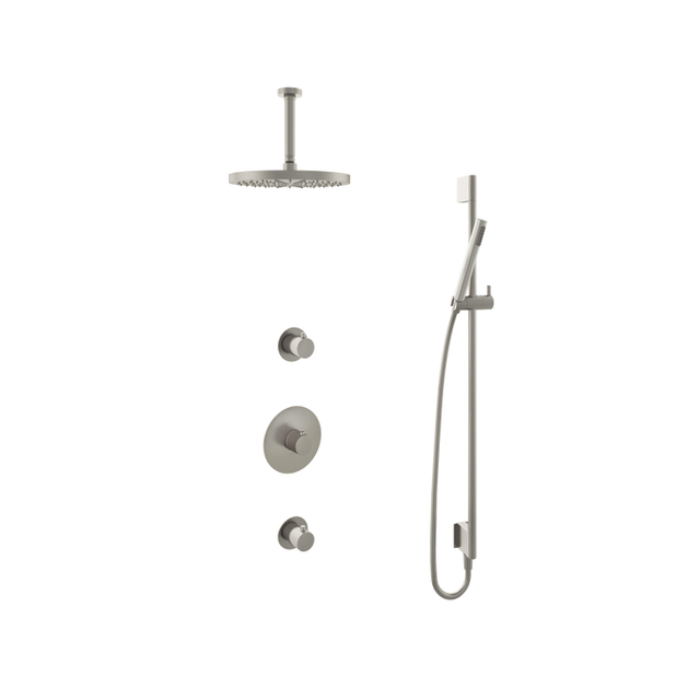Hotbath Buddy IBS Regendoucheset - 15cm plafondarm - 30cm ronde hoofddouche - staafhanddouche - glijstang - geborsteld nikkel IBS1GN257