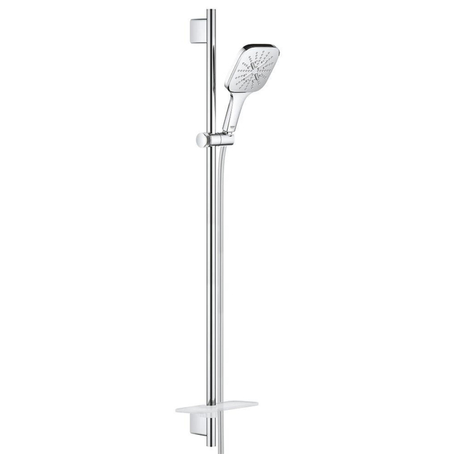 Grohe Rainshower Smartactive 130 Cube Glijstangset - 90cm - vierkante handdouche - 3 straalsoorten - gladde doucheslang - met zeepschaal - chroom 26587000
