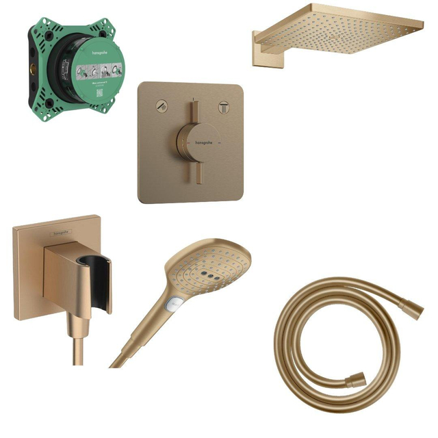 Hansgrohe Duoturn Q Doucheset - inbouwdeel - inbouwkraan - hoofddouche - handdouchehouder - doucheslang - handdouche - brushed bronze SW918119/SW918513/SW358879/SW773869/SW528809/SW297