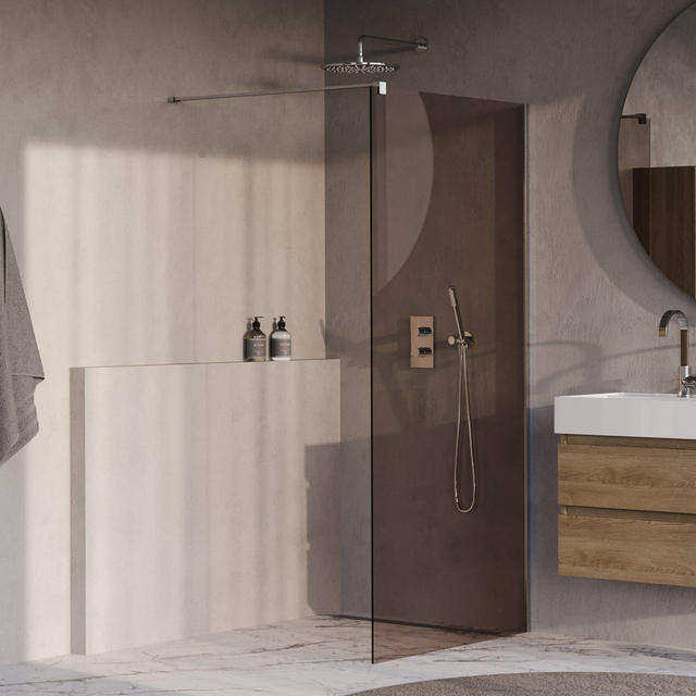 Brauer Oblivion Inloopdouche - 100x200cm - glascoating - brons glas - Chroom GS-OBI1B100200CE