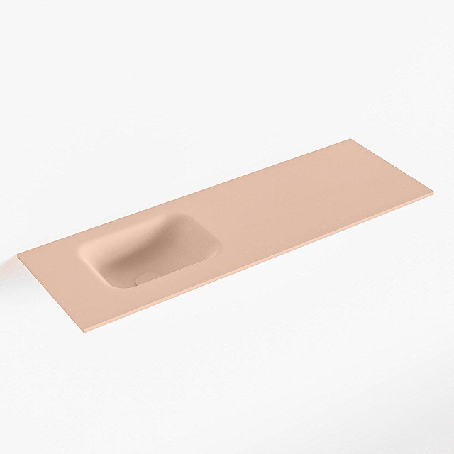 Mondiaz LEX Fontein - 90x30x0.9cm - wasbak Links - zonder kraangaten - voor toiletmeubel - Solid surface - Rosee F51117Rosee