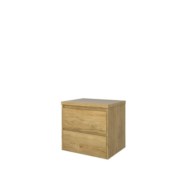 Proline Top wastafelonderkast met 2 laden symmetrisch en afdekplaat 60 x 46 x 52 cm, ideal oak