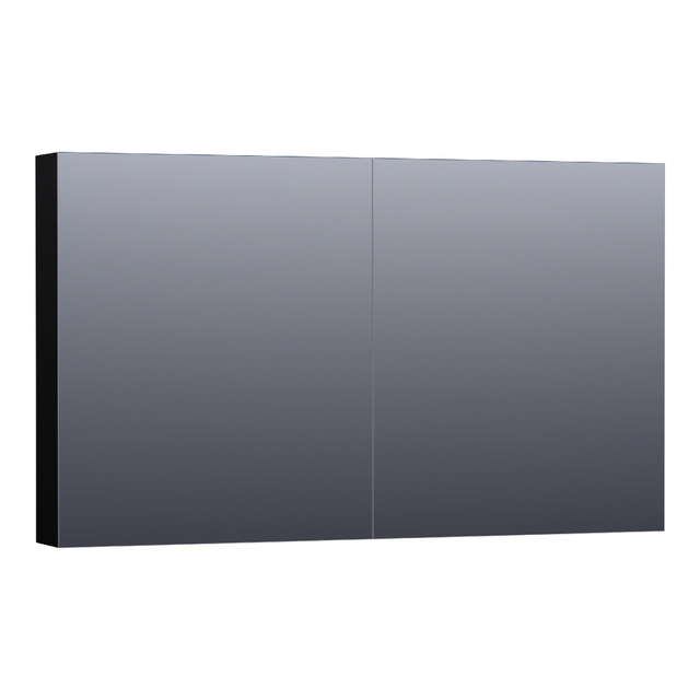 BRAUER Plain Spiegelkast 120x70x15cm 2 links-rechtsdraaiende spiegeldeuren MDF hoogglans zwart SK-PL