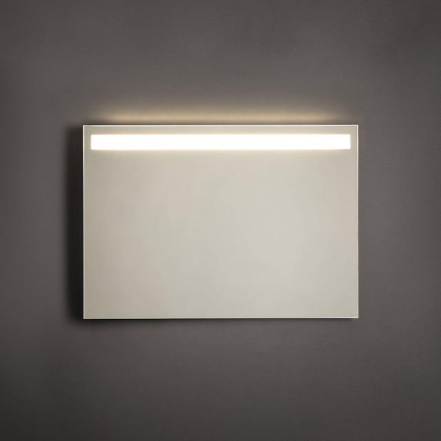 Adema Squared badkamerspiegel - 100x70cm - incl. bovenverlichting - LED - spiegelverwarming - sensor schakelaar NAA002-N45B-100