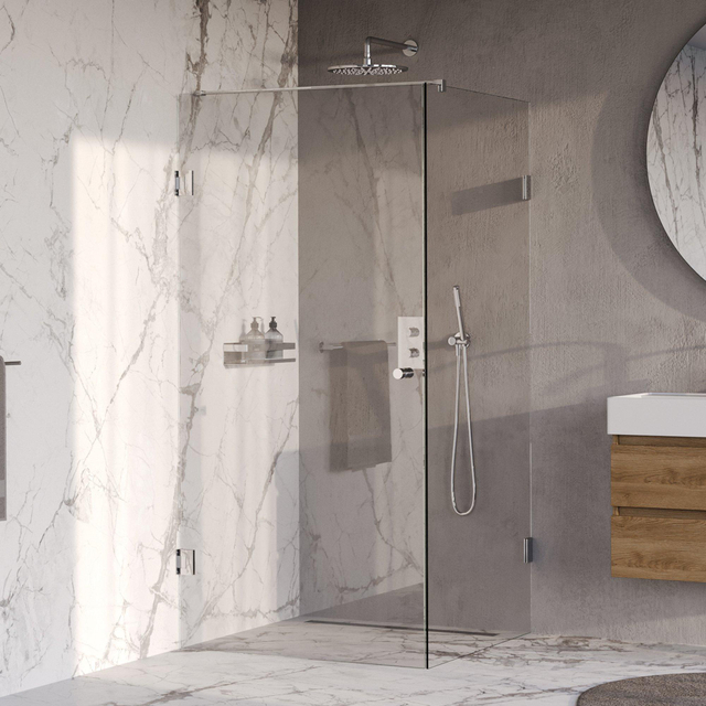 Brauer Void Carving Douchecabine - 100x100x200cm - draaideur - glascoating - omkeerbaar - helder glas - Chroom GS-VOCC1H100100200CE