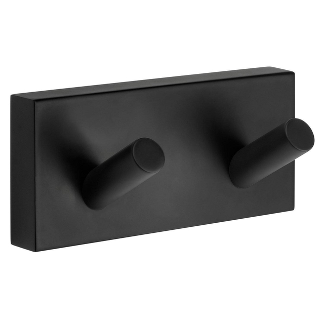 Smedbo House Handdoekhaak - 9x4cm - dubbel - mat zwart RB356