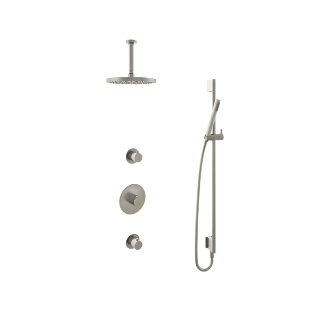 Hotbath Buddy IBS Regendoucheset - 15cm plafondarm - 25cm ronde hoofddouche - staafhanddouche - glijstang - geborsteld nikkel IBS1GN247