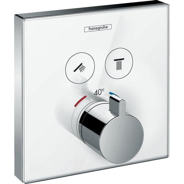 Hansgrohe Showerselect glass Doucheset - inbouwdeel - afdekset - thermostaat - hoofddouche - wit - chroom 457051/SW28969/605571