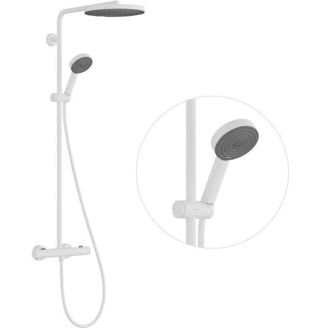 HansgrohePulsify Puro1jet showerpipe ecosmart 260 thermostatisch 3jet handdouche en doucheslang 160cm mat wit 24237700
