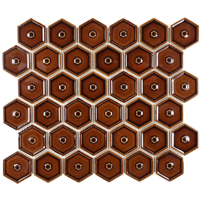 The Mosaic Factory Osiris Hertman Mozaïektegel - 5.1x5.9cm - wand en vloertegel - glans - creme caramel AFH-OH-13800