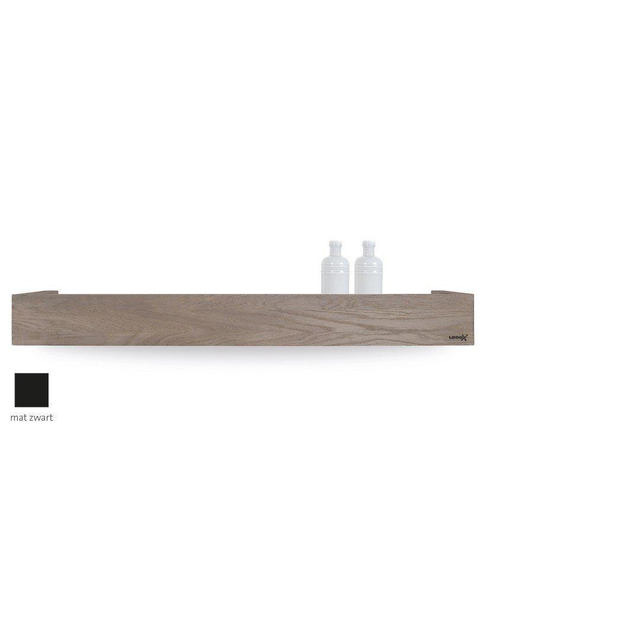 Looox Wood collection shelf BoX 90cm met bodemplaat zwart mat eiken zwart mat wshbox90mz