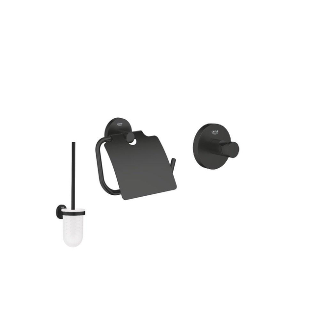 GROHE Essentials Toiletaccessoires - toiletrolhouder - met klep - toiletborstel - handdoekhaak - matte black SW1077318/SW1077326/SW1077335