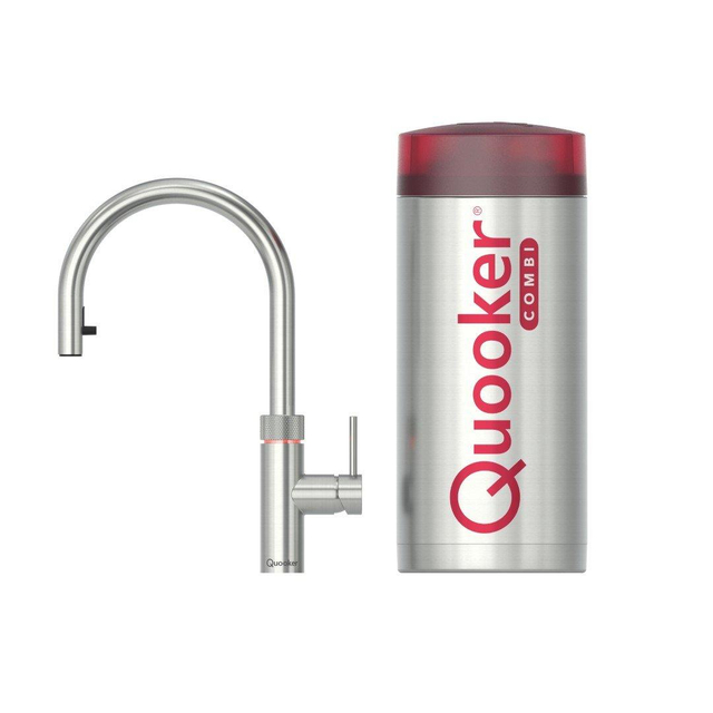 Quooker flex kokendwaterkraan draaibare & uittrekbare uitloop Combi+ reservoir Warm-kokend water RVS