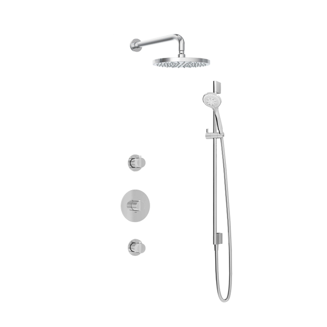 Hotbath Buddy IBS1 Regendoucheset - 2 stopkranen - 35cm wandarm - 25cm ronde hoofddouche - 3 standen handdouche - glijstang - chroom IBS1CR147