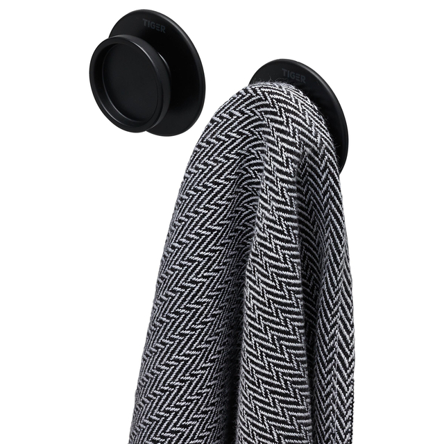 Tiger Tess Handdoekhaak - rond - 2 stuks - zelfklevend - zwart 1327620746