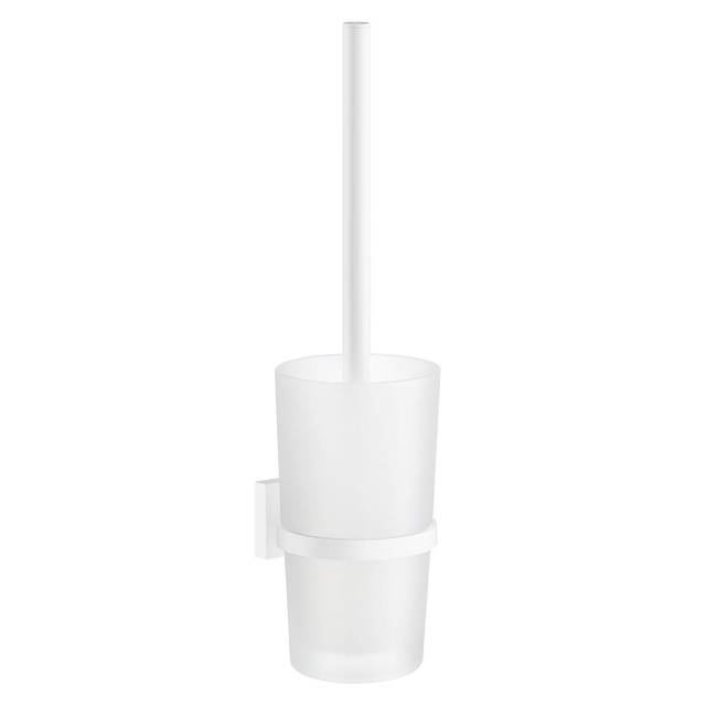 Smedbo House Toiletborstelhouder - open - wandmodel - mat wit/mat glas RX333