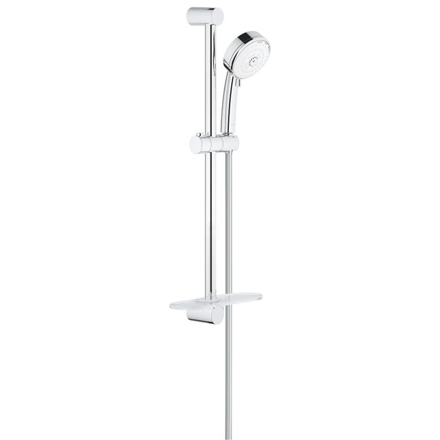 Grohe New Tempesta Cosmopolitan 100 Glijstangset - 60cm - ronde handdouche - 3 straalsoorten - gladde doucheslang - met zeepschaal - chroom/wit 27576002