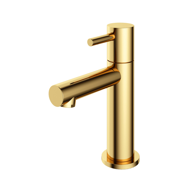 Goedkoopste Hotbath Dude Fonteinkraan opbouw - L-uitloop 8.5cm - PVD - gepolijst messing E001NBP