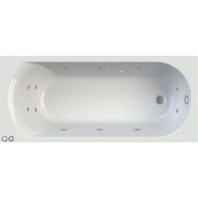 Riho Easypool 3.1 Miami whirlpoolbad - 170x70cm - hydro 6+4+2 pneumatische bediening rechts - inclusief poten en afvoer - glans wit B060009005