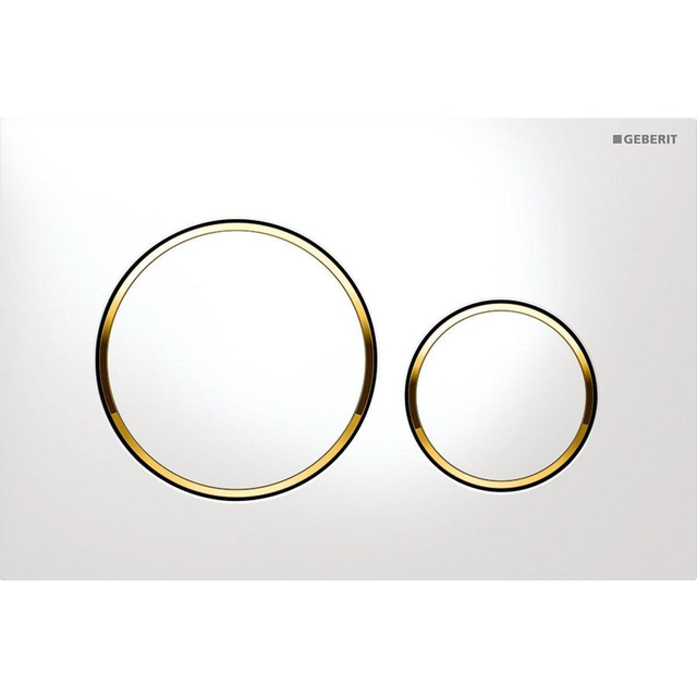 Geberit Sigma20 bedieningplaat, 2-toets spoeling frontbediening voor toilet 24.6x16.4cm wit goud wit OUTLETSTORE 115.882.KK.1