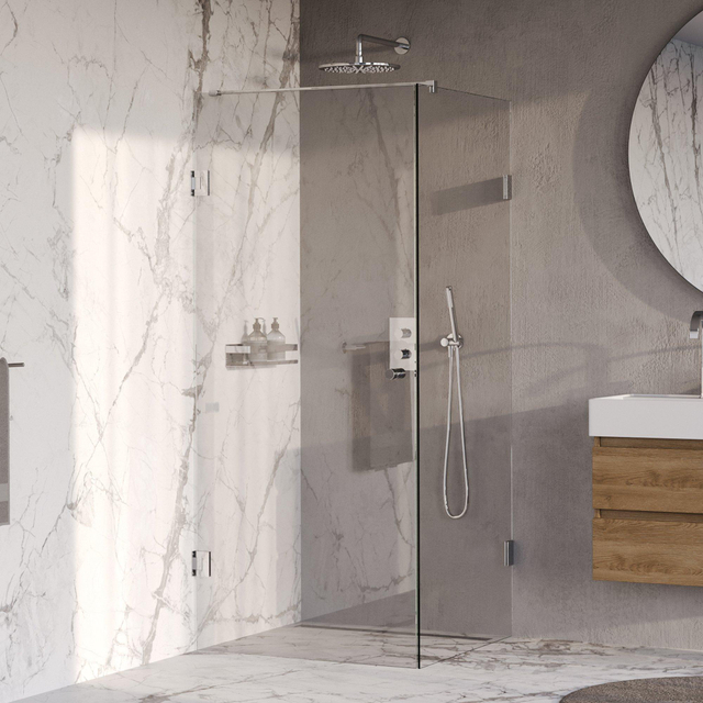 Brauer Void Carving Douchecabine - 80x80x200cm - draaideur - glascoating - omkeerbaar - helder glas - Chroom GS-VOCC1H8080200CE