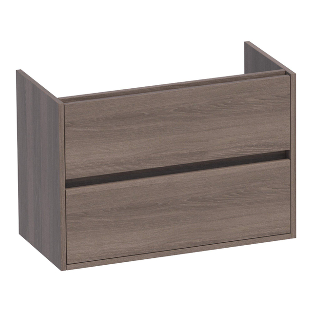 Saniclass Nexxt Small Wastafelonderkast - 80x39x55cm - 2 greeploze softclose lades - 1 sifonuitsparing - MFC - legno viola 1677