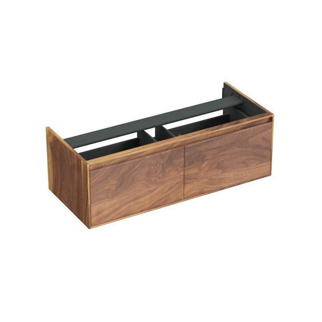Forzalaqua Reno 2.0 wastafelonderkast 120x51x40cm met 2 softclose greeploze lades Massief Eiken Pure Walnut 8070505
