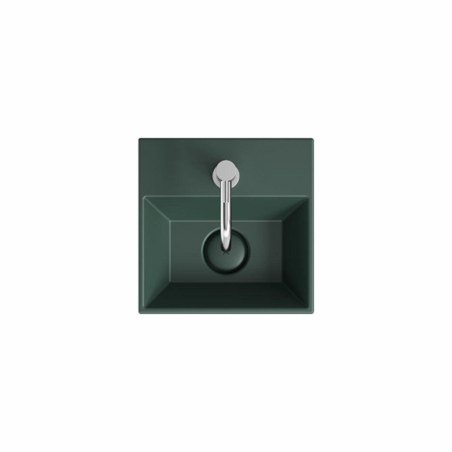 Crosswater Beck Wastafel - 30x30x11cm - 1 kraangat - open waste - groen mat BK0301SUGM