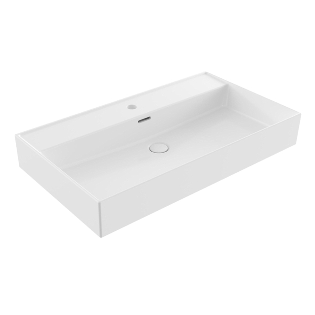 Saniclass Legend Meubelwastafel - 81x47x13cm - met overloop - 1 wasbak - 1 kraangat - keramiek - mat wit