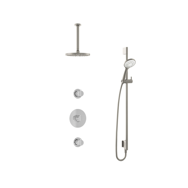 Hotbath Buddy IBS Regendoucheset - 30cm plafondarm - 20cm ronde hoofddouche - 3 standen handdouche - glijstang - geborsteld nikkel IBS1GN137