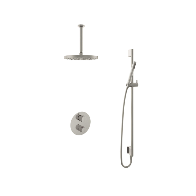 Hotbath Buddy IBS Regendoucheset - 30cm plafondarm - 30cm ronde hoofddouche - staafhanddouche - glijstang - geborsteld nikkel IBS1AGN357