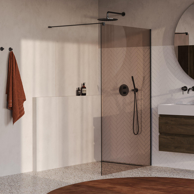 Brauer Oblivion Inloopdouche - 120x200cm - glascoating - brons glas - geborsteld gunmetal PVD GS-OBI1B120200GM